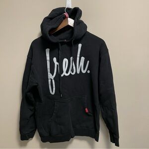 22 Fresh Black Hooded Sweatshirt with Gray Logo Men Women Medium